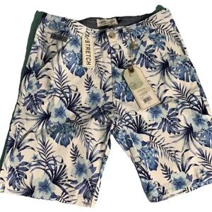 Hudson & Barrow Men's 9" Chino Shorts Tropical Beachy Hawaiian 38" NWT 50$ MSRP